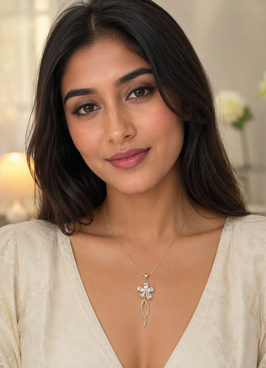 Crystal Flower Pendant Necklace