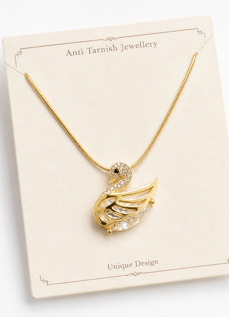 Elegant Swan Crystal Pendant Necklace
