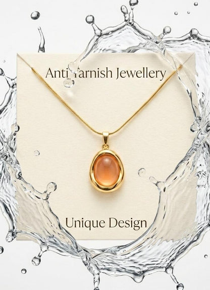 Peach Cabochon Pendant Necklace