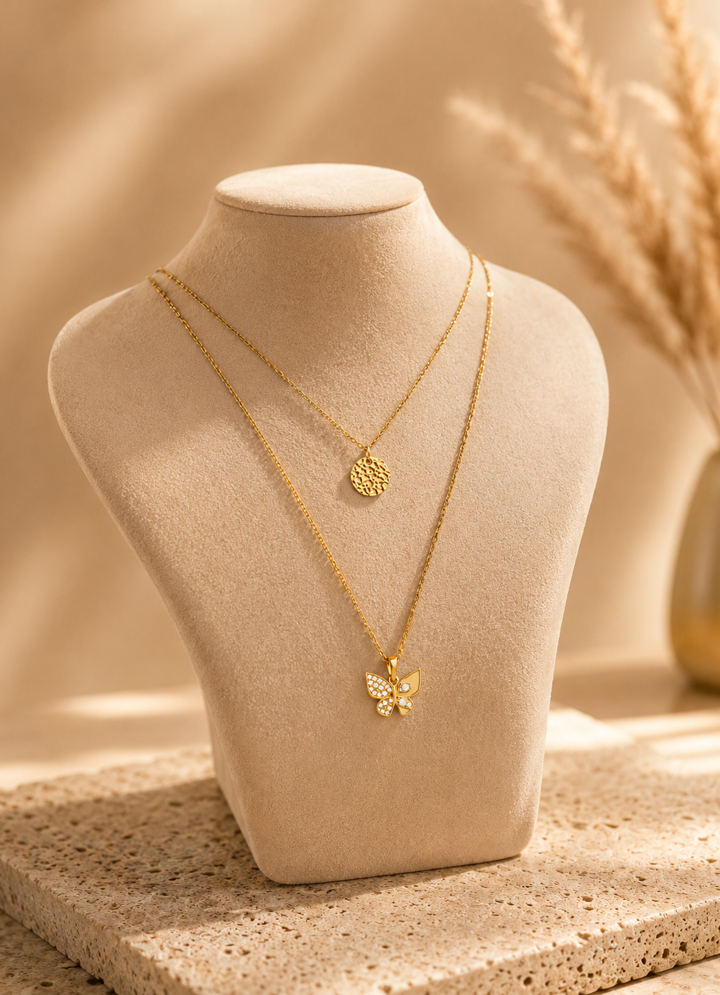 Butterfly Layered Pendant Necklace