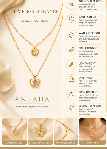Butterfly Layered Pendant Necklace
