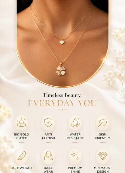 Clover Heart Layered Necklace