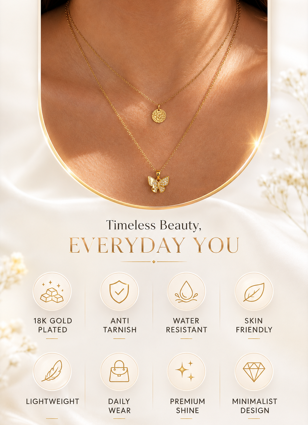 Butterfly Layered Pendant Necklace