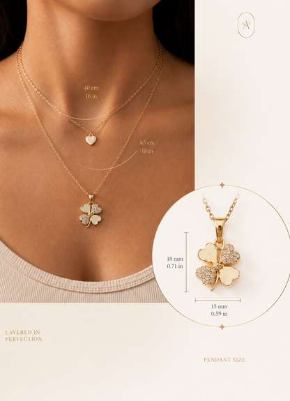 Clover Heart Layered Necklace