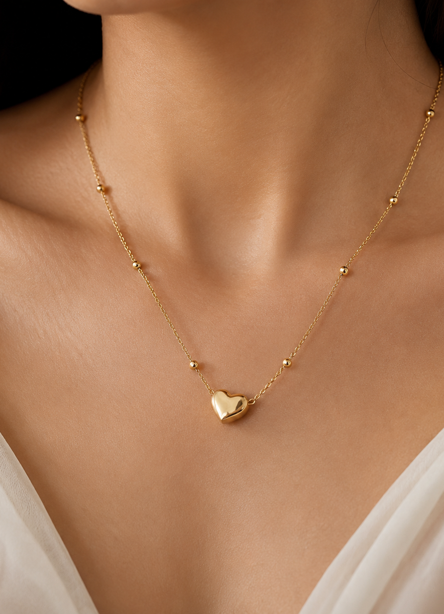Dainty Heart Bead Necklace
