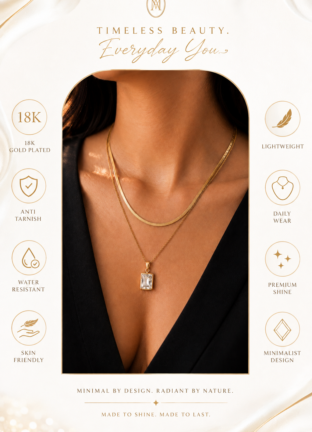 Crystal Layered Pendant Necklace