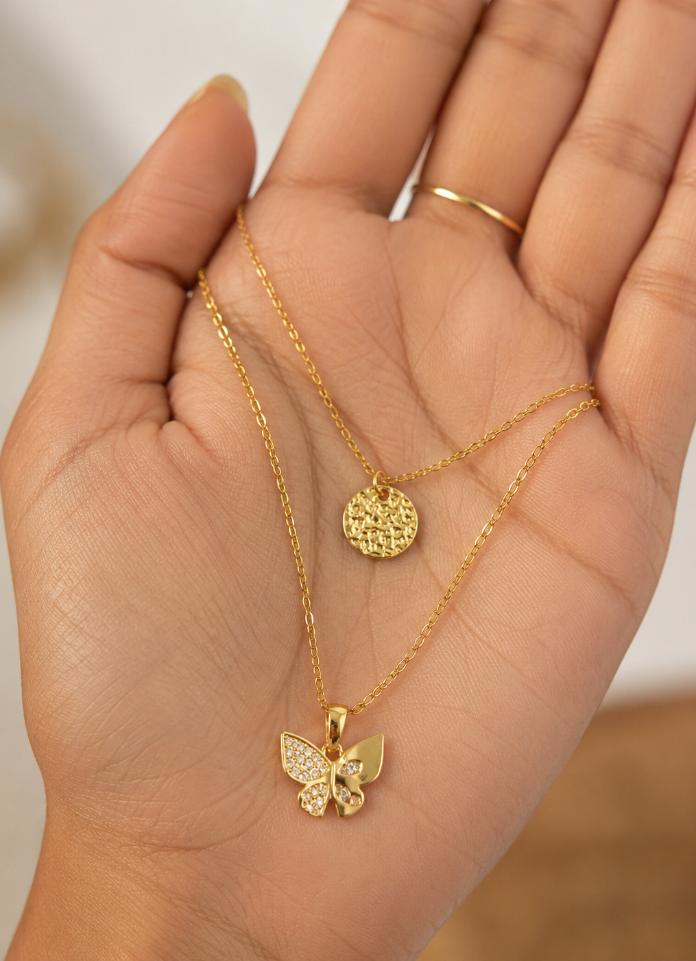 Butterfly Layered Pendant Necklace