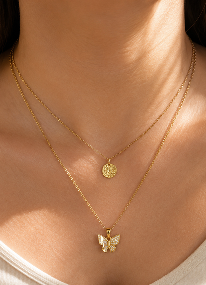 Butterfly Layered Pendant Necklace