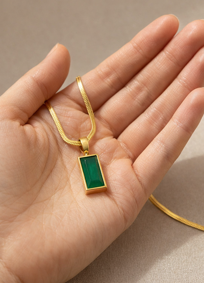 Emerald Green Rectangular Necklace