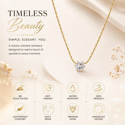 Dainty Solitaire Pendant Necklace