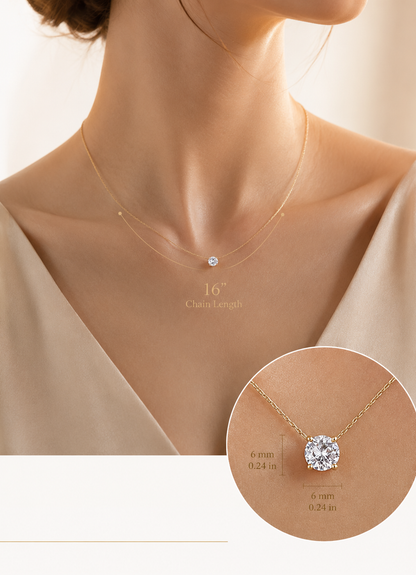 Dainty Solitaire Pendant Necklace