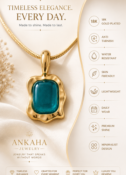 Blue Curved Gemstone Pendant Necklace