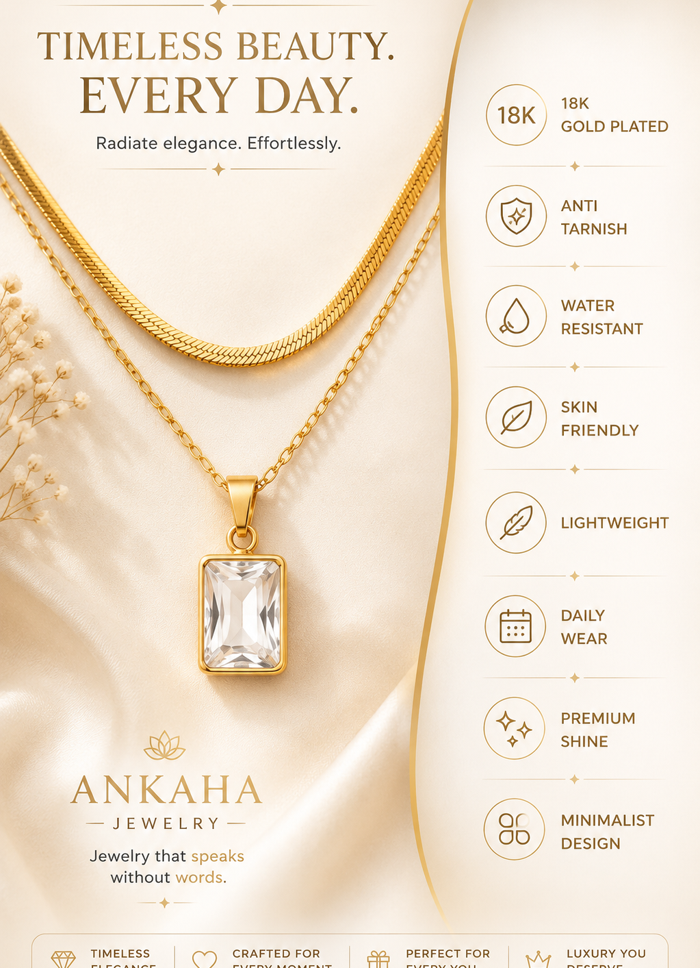 Crystal Layered Pendant Necklace