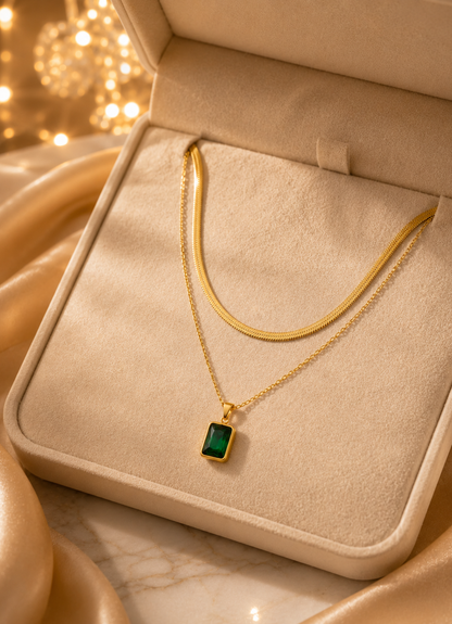 Emerald Green Layered Necklace