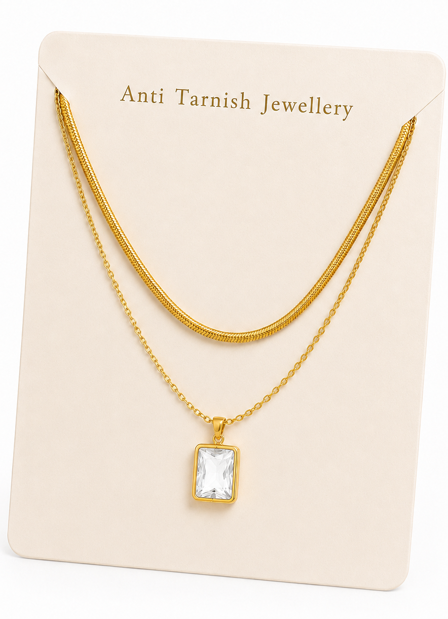 Crystal Layered Pendant Necklace