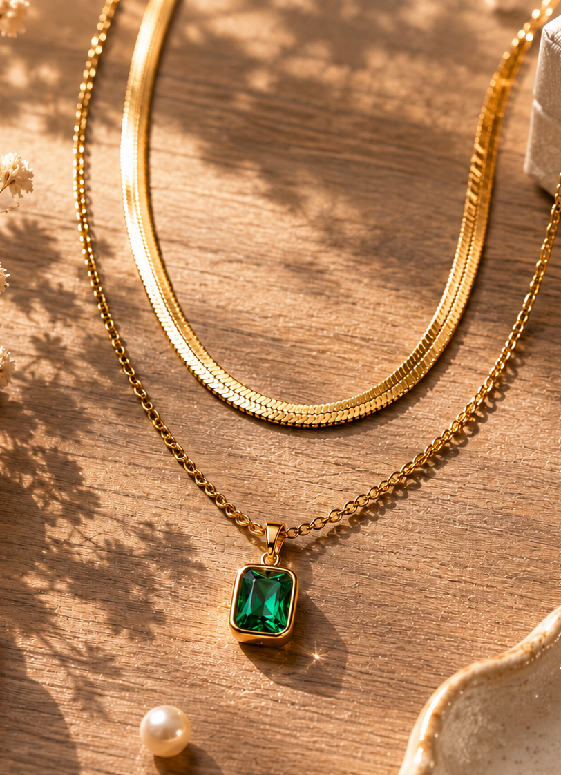 Emerald Green Layered Necklace