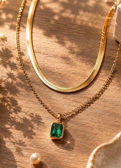 Emerald Green Layered Necklace