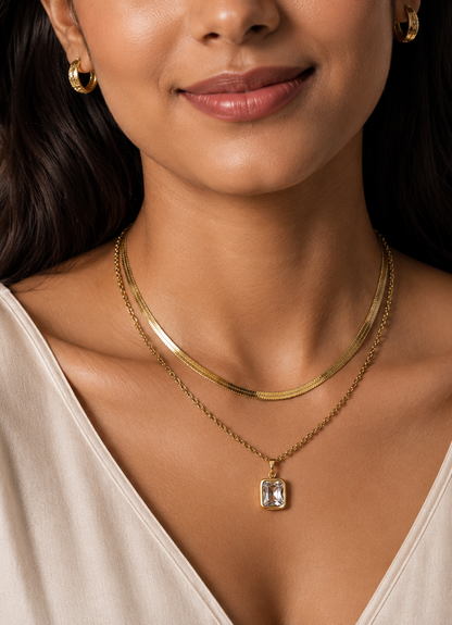 Crystal Layered Pendant Necklace