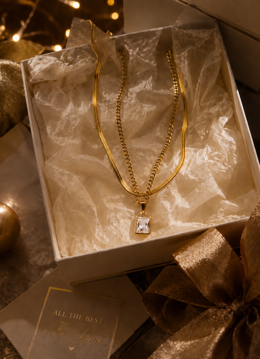 Crystal Layered Pendant Necklace