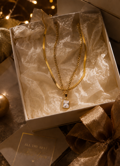 Crystal Layered Pendant Necklace
