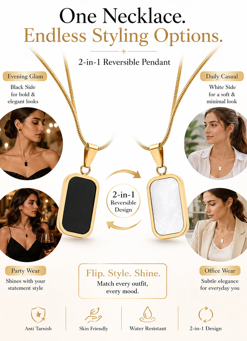 Reversible Black White Necklace