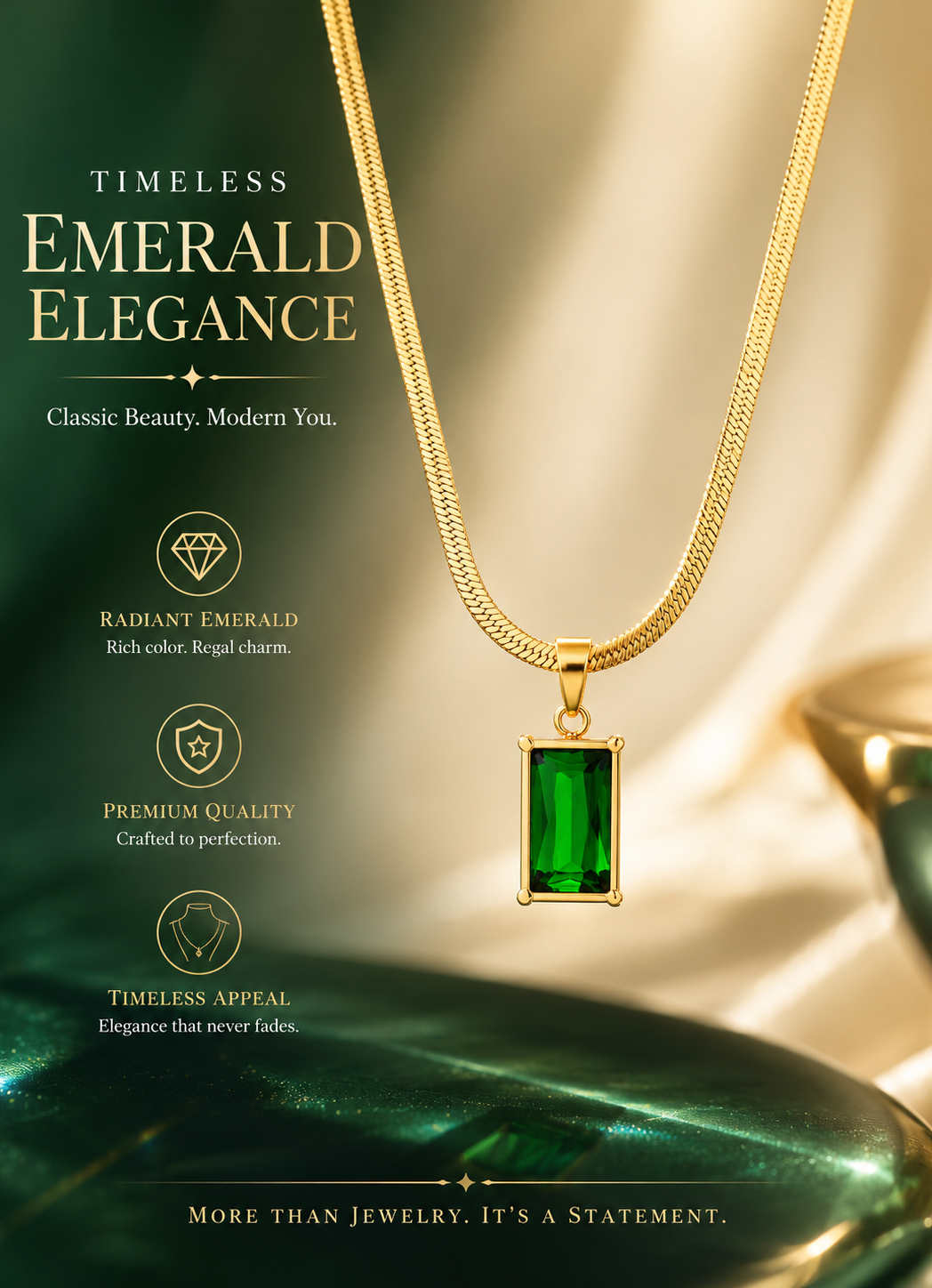Emerald Green Rectangular Necklace