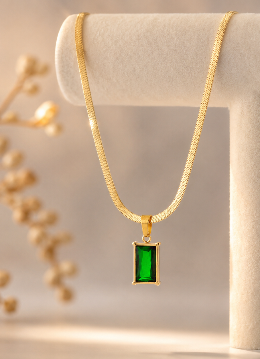 Emerald Green Rectangular Necklace