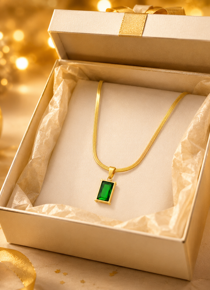 Emerald Green Rectangular Necklace