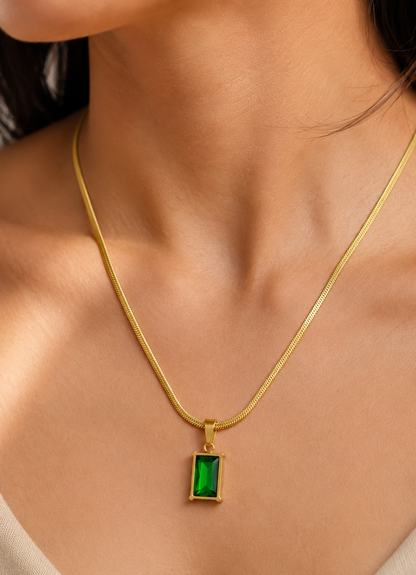 Emerald Green Rectangular Necklace