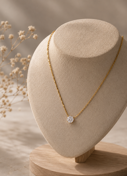 Dainty Solitaire Pendant Necklace