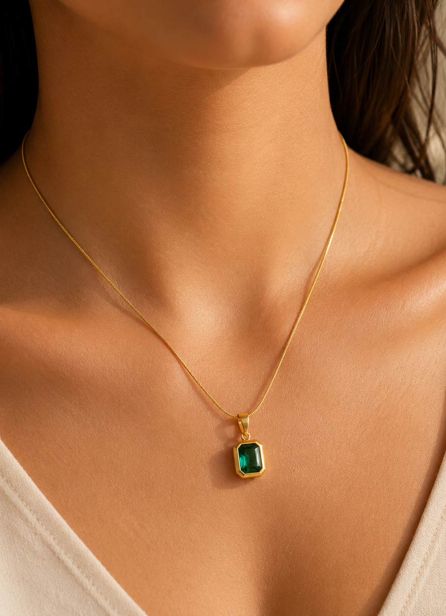 Emerald Green Stone Necklace