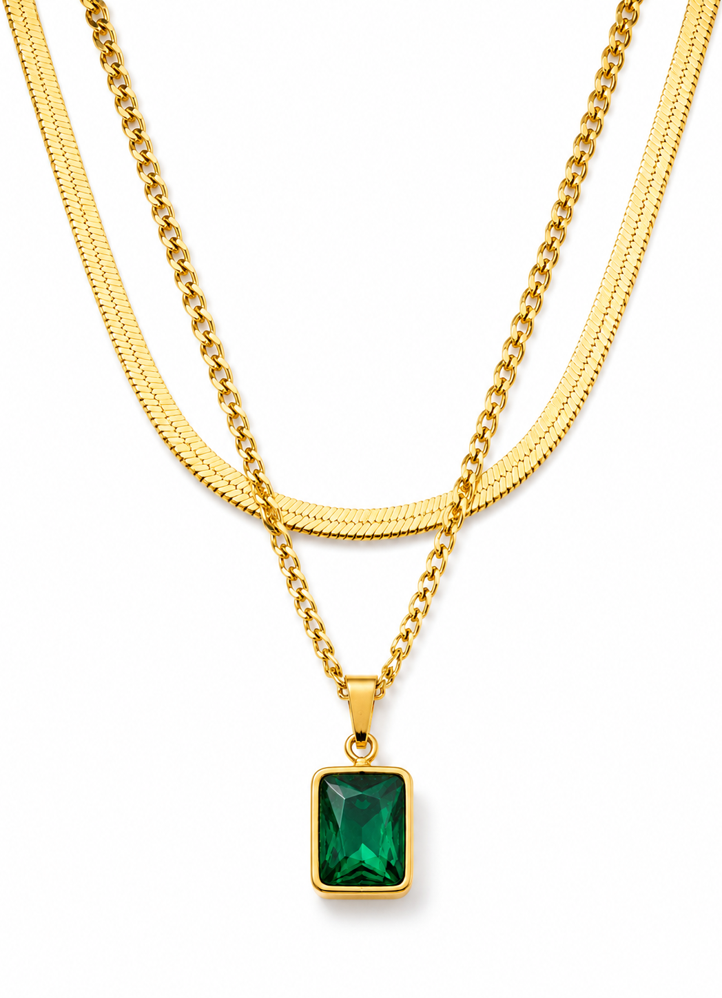 Emerald Green Layered Necklace