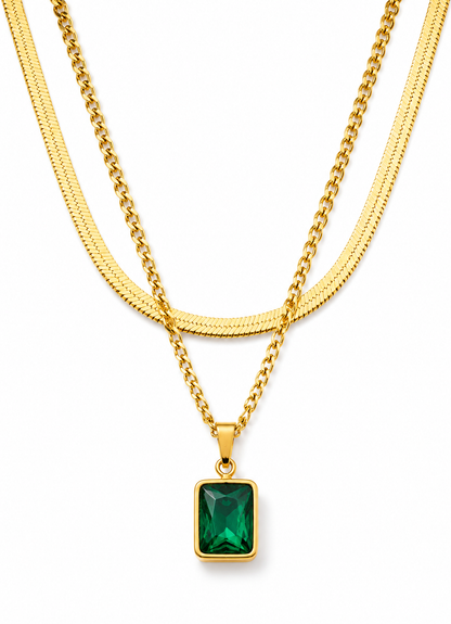 Emerald Green Layered Necklace
