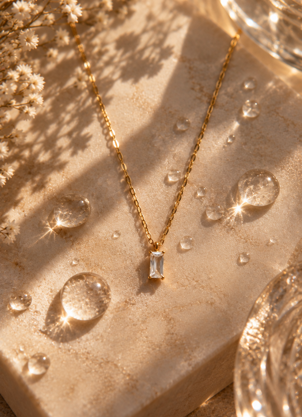Elegant Clear Crystal Rectangle Necklace