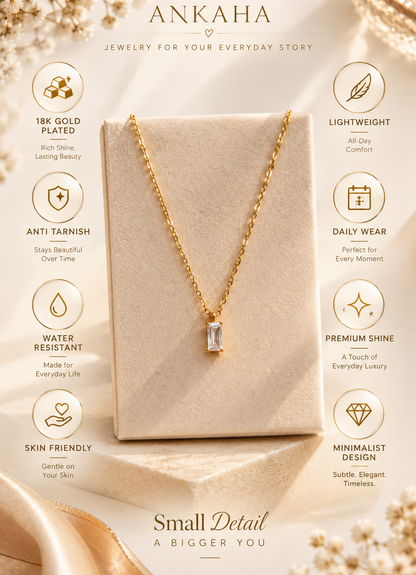 Elegant Clear Crystal Rectangle Necklace