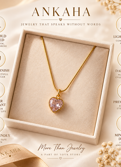 Pink Heart Crystal Pendant Necklace