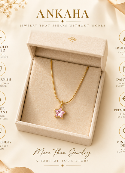 Pink Star Crystal Pendant Necklace