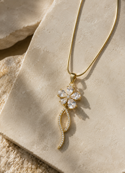 Crystal Flower Pendant Necklace