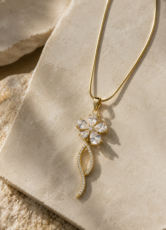 Crystal Flower Pendant Necklace