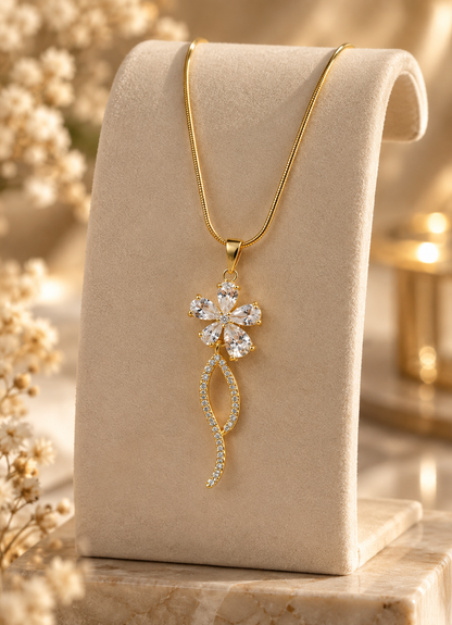 Crystal Flower Pendant Necklace