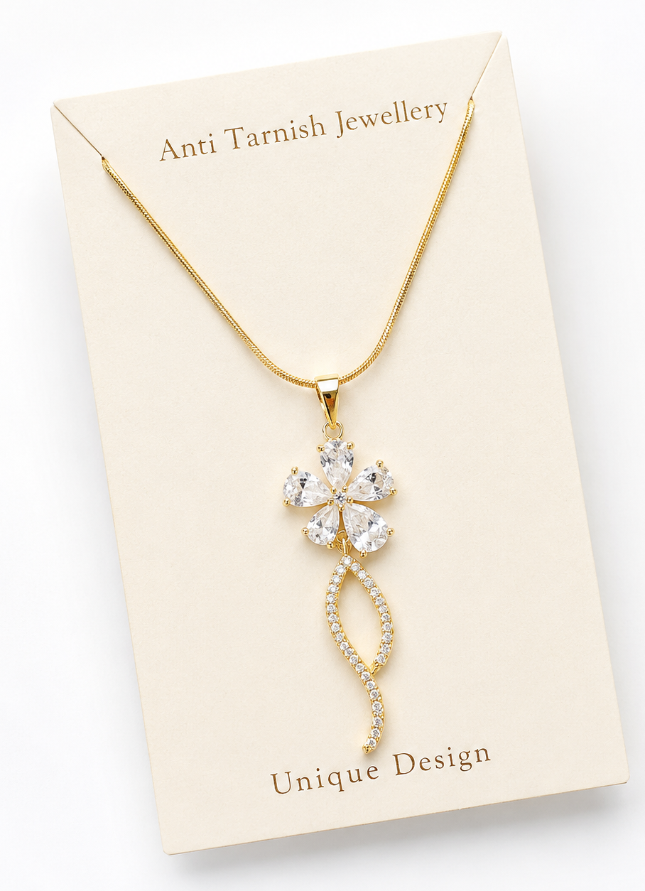 Crystal Flower Pendant Necklace