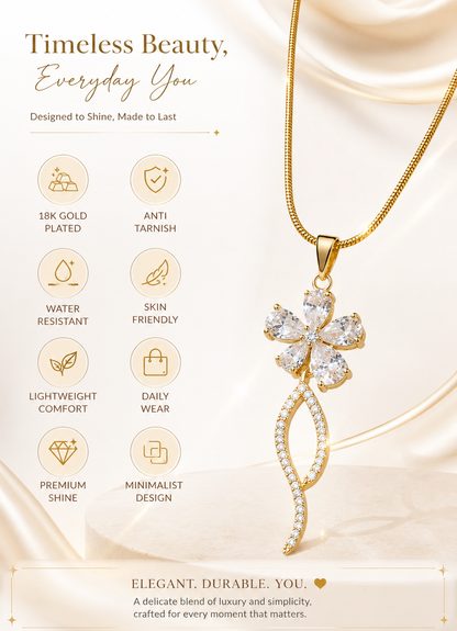 Crystal Flower Pendant Necklace