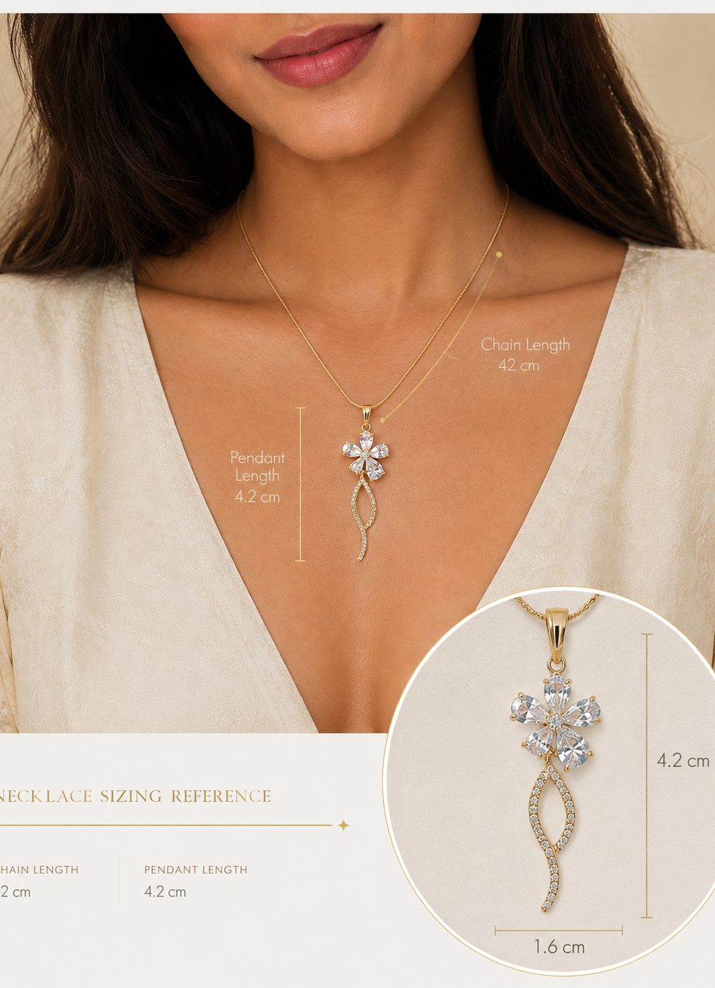 Crystal Flower Pendant Necklace