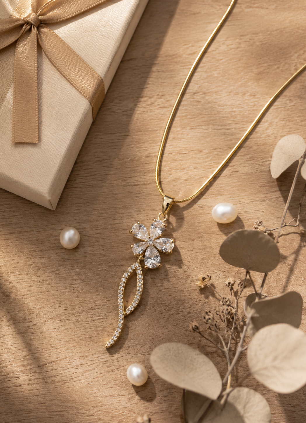Crystal Flower Pendant Necklace