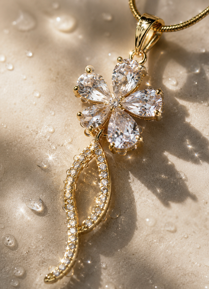 Crystal Flower Pendant Necklace