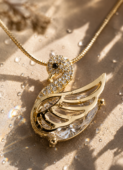 Elegant Swan Crystal Pendant Necklace