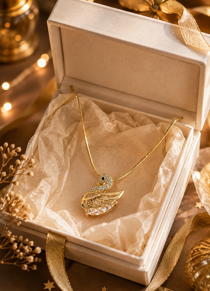 Elegant Swan Crystal Pendant Necklace