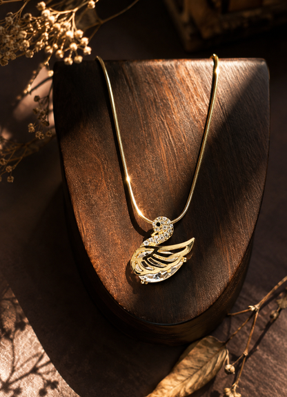 Elegant Swan Crystal Pendant Necklace