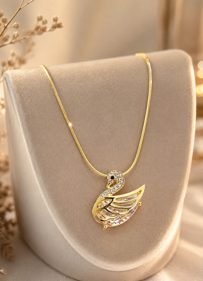 Elegant Swan Crystal Pendant Necklace