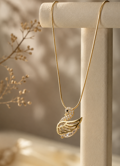 Elegant Swan Crystal Pendant Necklace